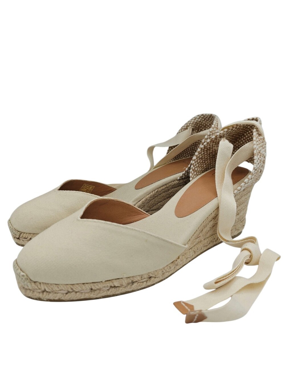 Castaner Chiara Natural Wedge Canvas Espadrilles size 10